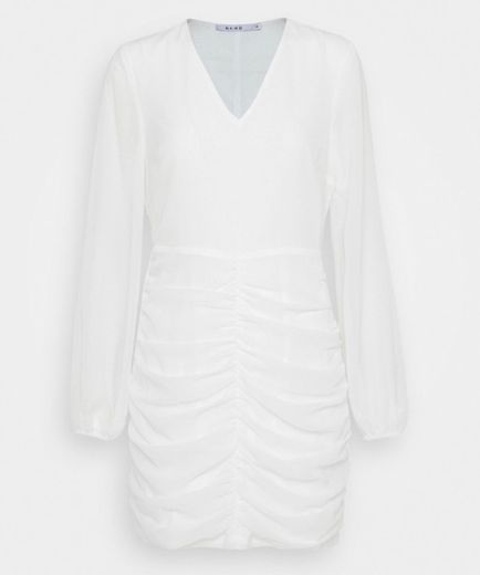 NA-KD GATHERED BALLOON SLEEVE DRESS - white - Zalando