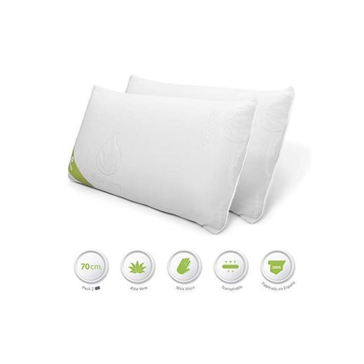 ZZ DON DESCANSO Pack 2 Almohadas Aloe Vera con Copos Viscoelástica