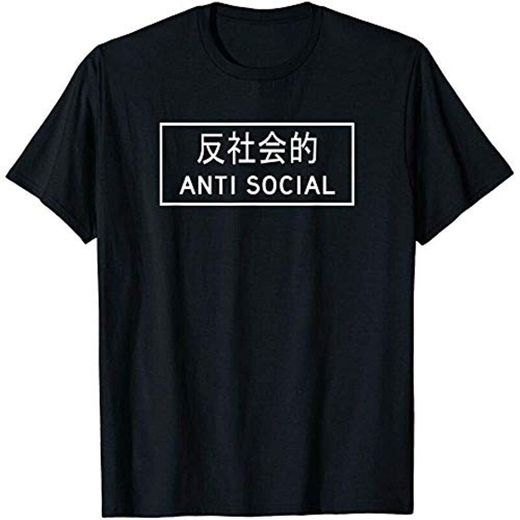 Anti Social Japanese Text Aesthetic Anime Vaporwave Shirt