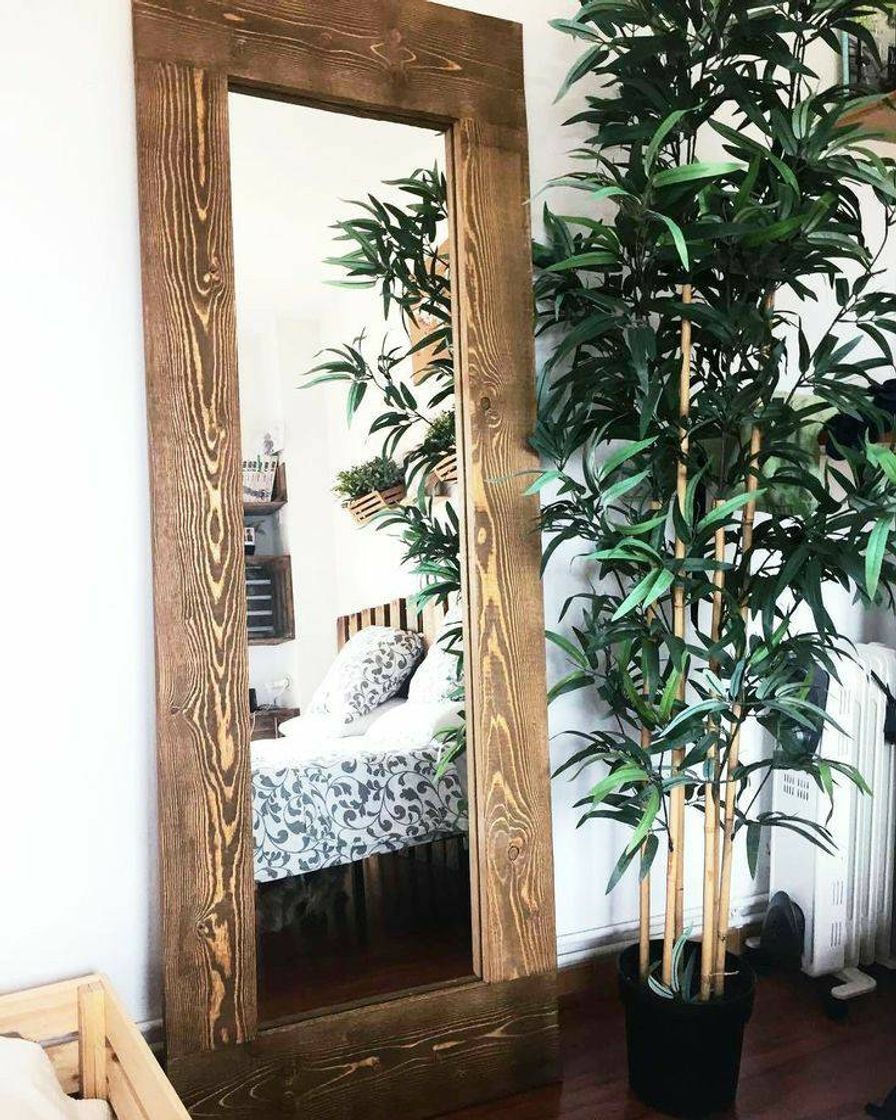 Home HANNUN Espejo Akake de Madera Maciza Artesanal Fabricado a Mano