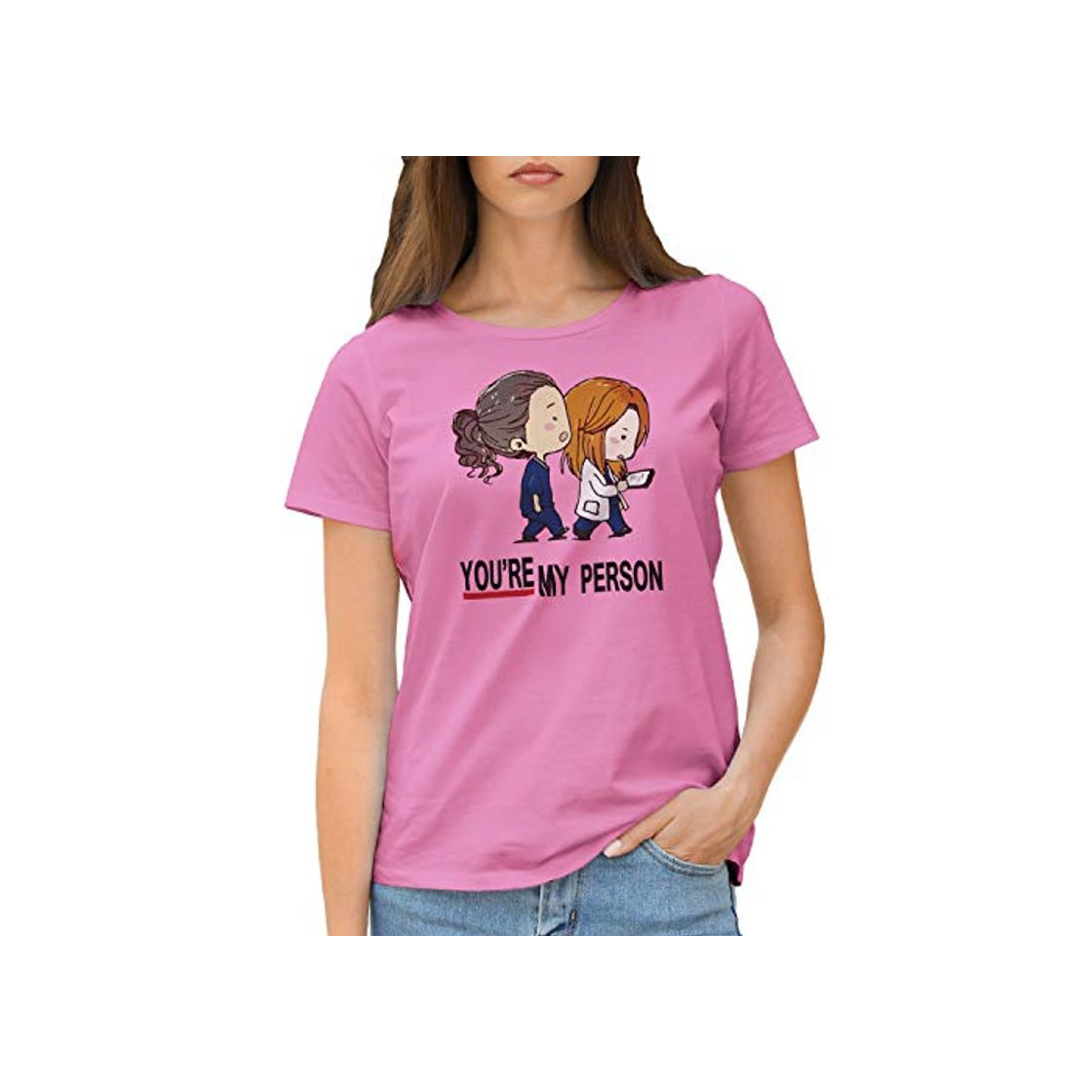 Fashion GR8Shop Greys Anatomy You Are My Person Kawaii Anime Camiseta Rosa para Mujer Size S