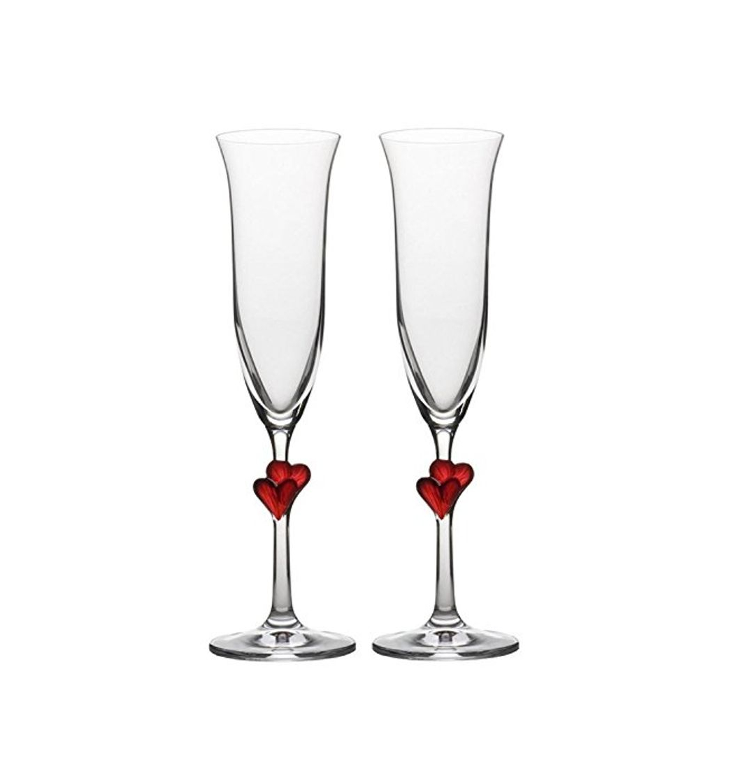 Social Copas para vino espumoso L´Amour de Stölzle Lausitz con corazones rojos, de