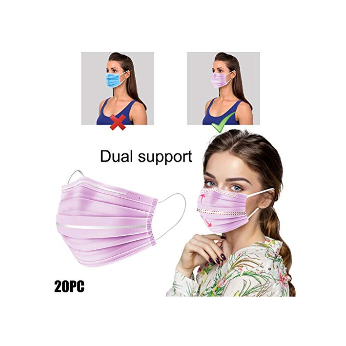 Products 5 Pcs Disposable 3 Layer Adult Protection 3D Design with Nose Wire Full Protection Reusable Durable Breathable Dustproof Outdoor Haze Protection