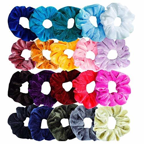 Beauty Sinwind 20pcs Scrunchies Terciopelo elástico pelo bandas Lazos para el cabello Terciopelo