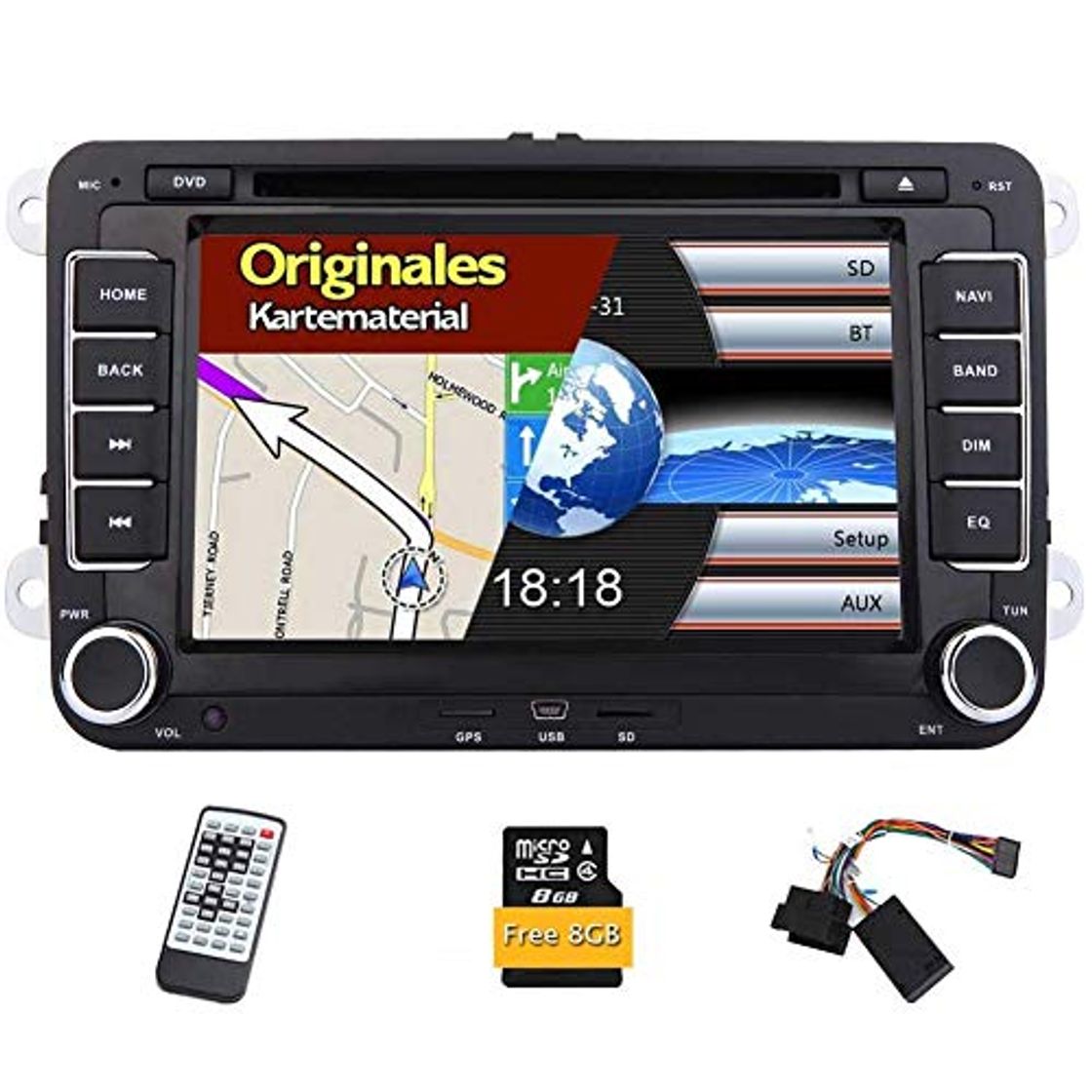 Productos 2 DIN Bluetooth Autoradio 7 Pulgadas de Pantalla Completa del GPS Sat Navi del Coche DVD Reproductor doble din auto estéreo de adeo de la Ayuda FM Am para VW Passat Volkswagen Golf Touran Skoda en el