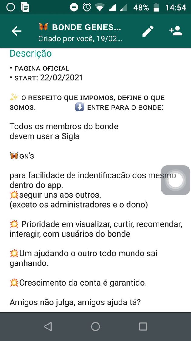 App grupo whatsapp 🦋ʙᴏɴᴅᴇ ɢᴇɴᴇsɪs🦋