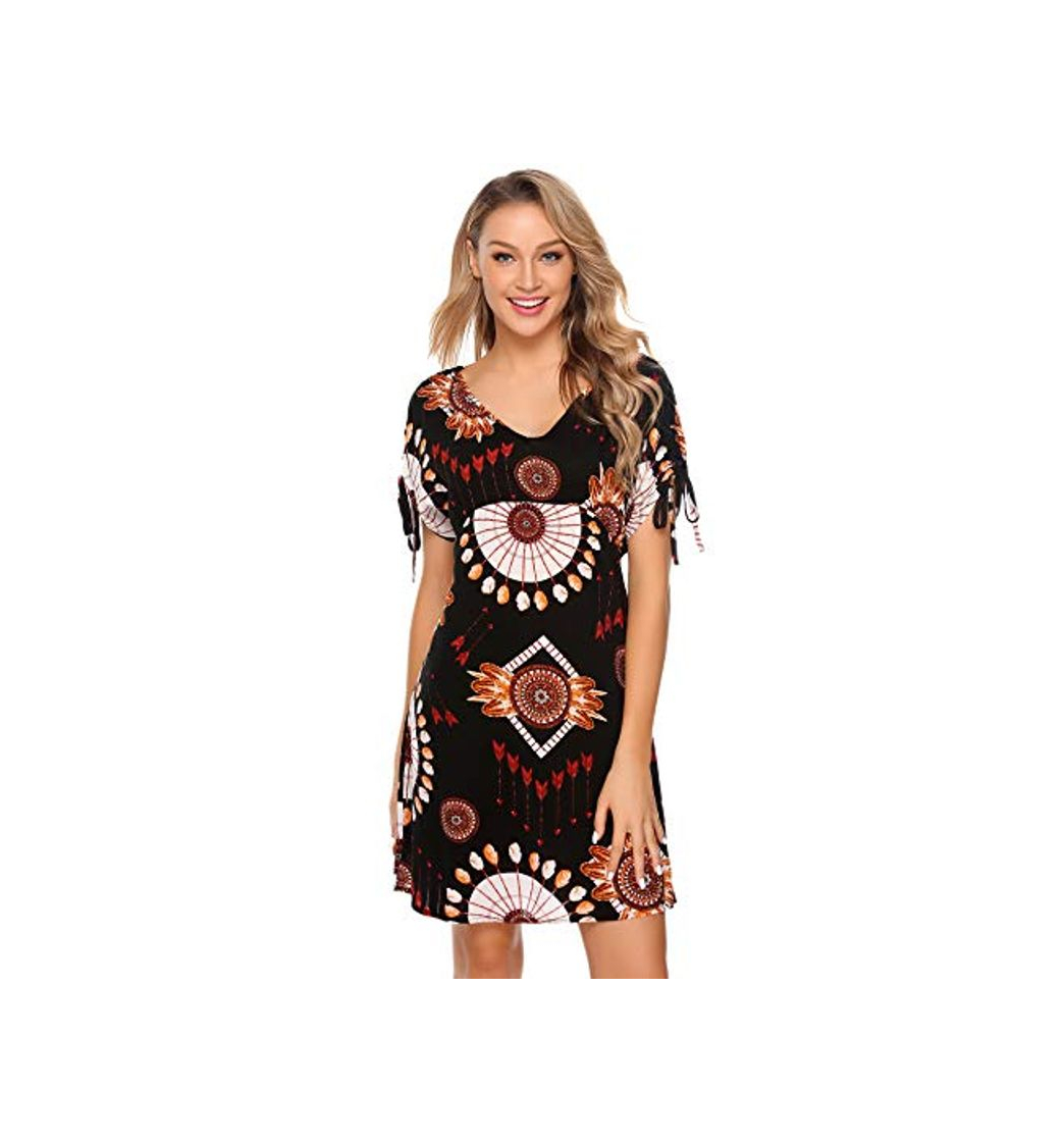 Social iClosam Vestidos de Playa Mujer Bohemios Verano Falda Floral Comodo para Vacaciones Viaje Playa mar Diario