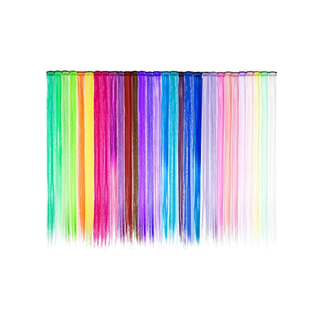 Producto 30 Piezas de Extensiones de Pelo con Clip Destacadas de Fiesta Coloridas,