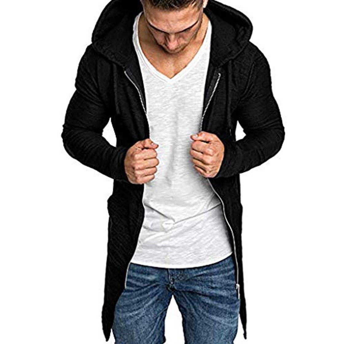 Social Reooly Chaqueta Cortavientos de Manga Larga con Cremallera con Capucha y cordón
