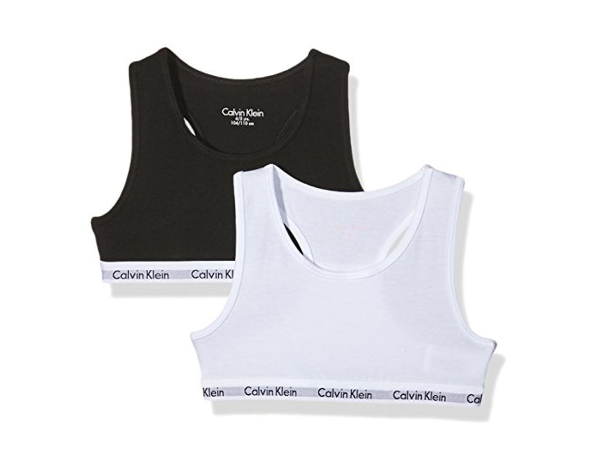 Social Calvin Klein 2pk Bralette Sujetador, White/Black 908, 152-164