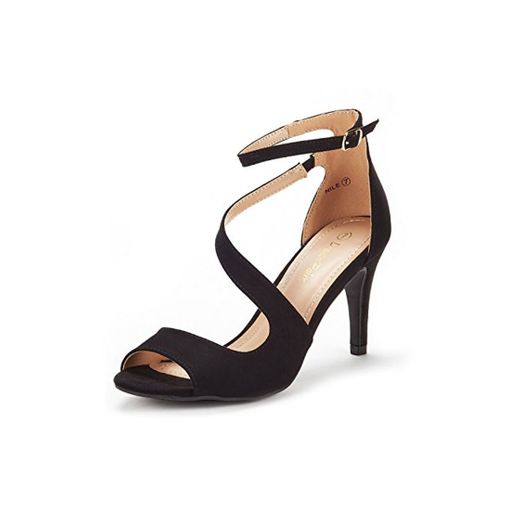 DREAM PAIRS Nile Sandalias de Tacón para Mujer Negro 39 EU