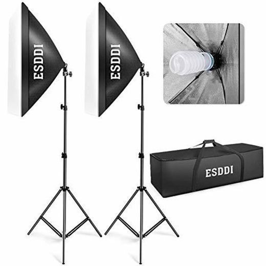 ESDDI Softbox Light Kit Studio Lighting Fotografia con 2 Bombilla de Foto