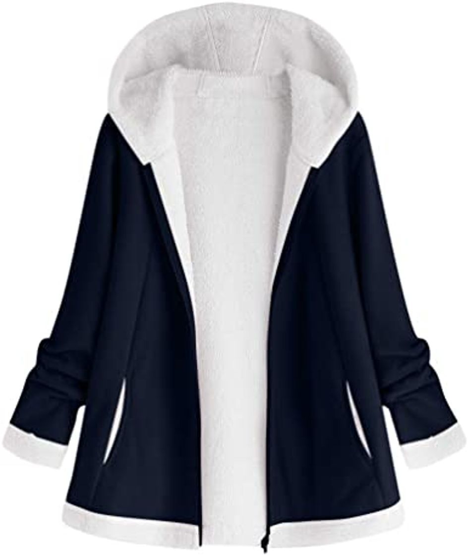 Fashion Abrigo De Invierno Mujer Libre Abrigos para Mujer Rebajas Talla Grande Abrigo con Capucha De Manga Larga Vintage Cremallera Señoras Abrigos con Bolsillos Gruesos De Lana riou