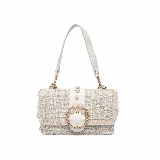 WM BAG Bolso Para Mujer Bolso Bandolera Lana Perla Chica Cadena Bolso