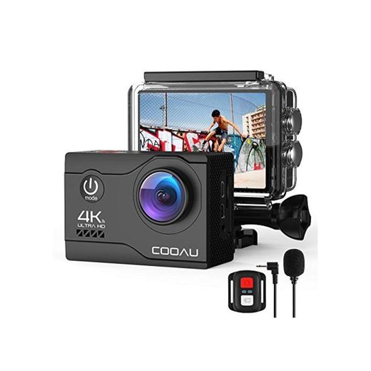 COOAU 4K Camara Deportiva 20MP WiFi Sumergible hasta 40 Metros Vlog Cámara