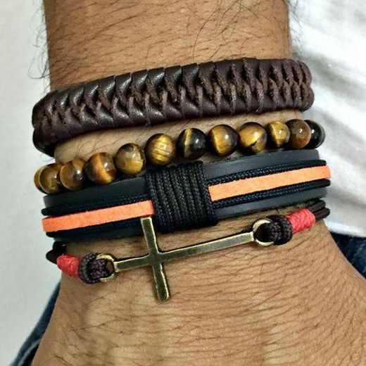 Kit de pulseiras de couro 