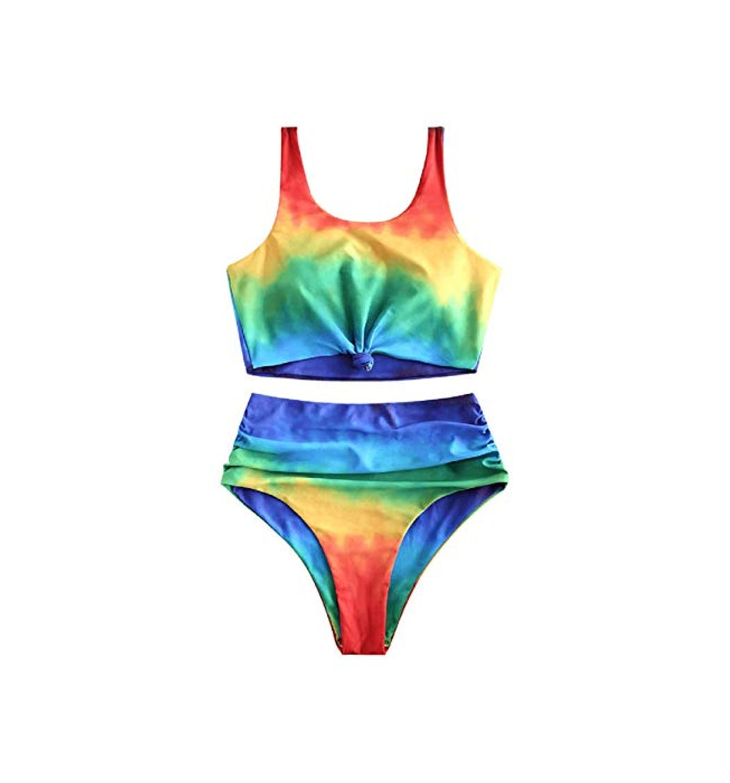 Moda ZAFUL Traje de baño de Dos Piezas Tankini Bikini Bowie para Mujer