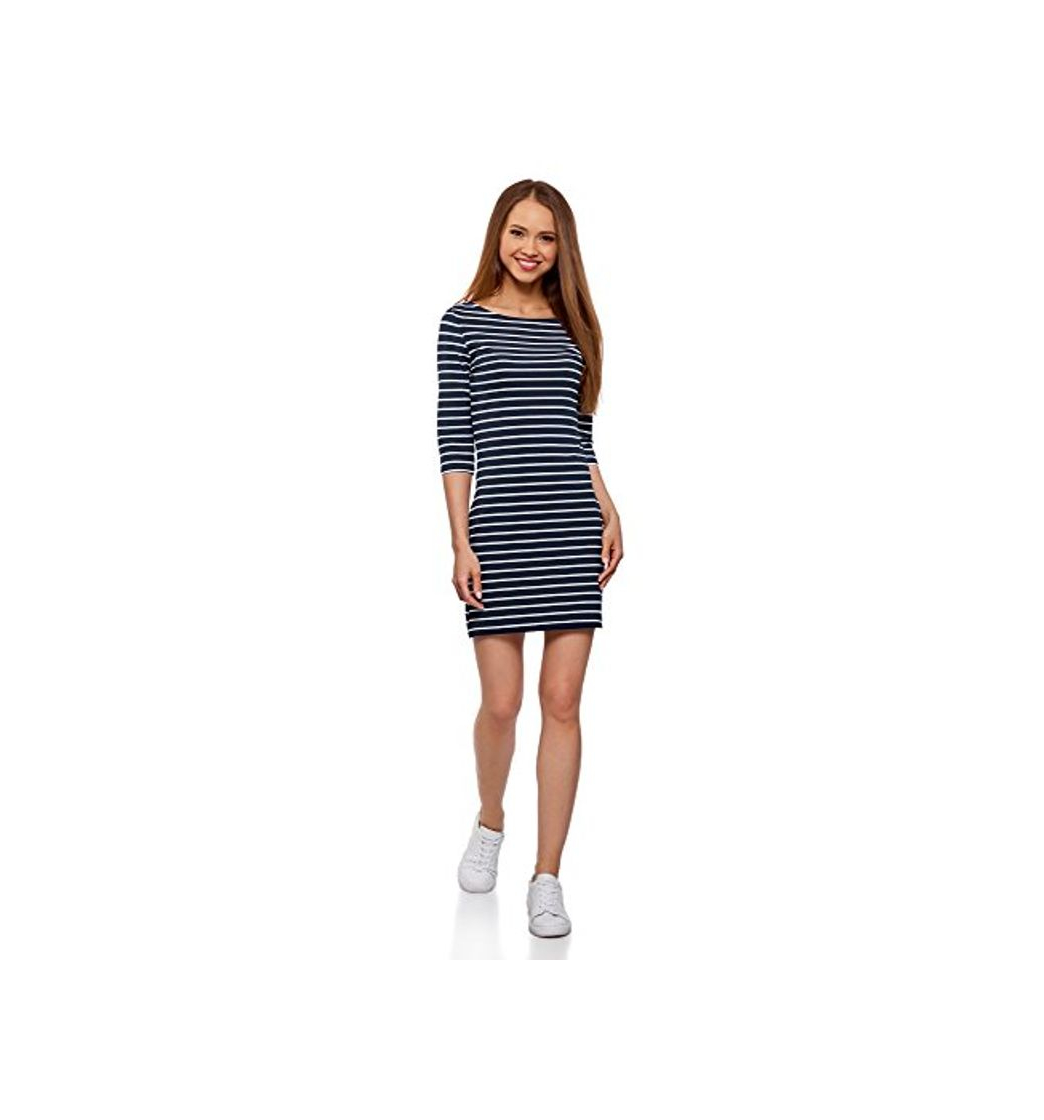 Social oodji Ultra Mujer Vestido de Punto Básico, Azul, ES 36