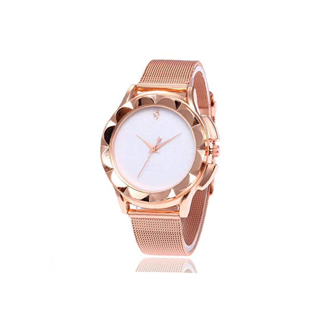 Social JBNS Mujeres Simple Reloj Analógico De Cuarzo Rhinestone Horas Reloj con Net Web De Malla De Metal Brazalete del Dial De La Manera Reloj De Pulsera Blanca