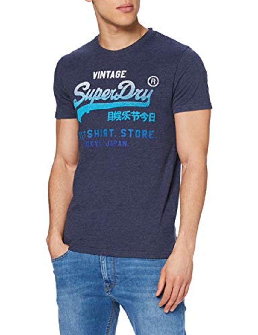 Moda Superdry VL Fade T_Shirt Store tee Camiseta, Azul