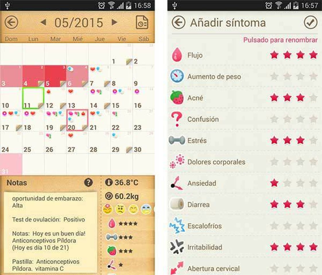 App Calendário menstrual.