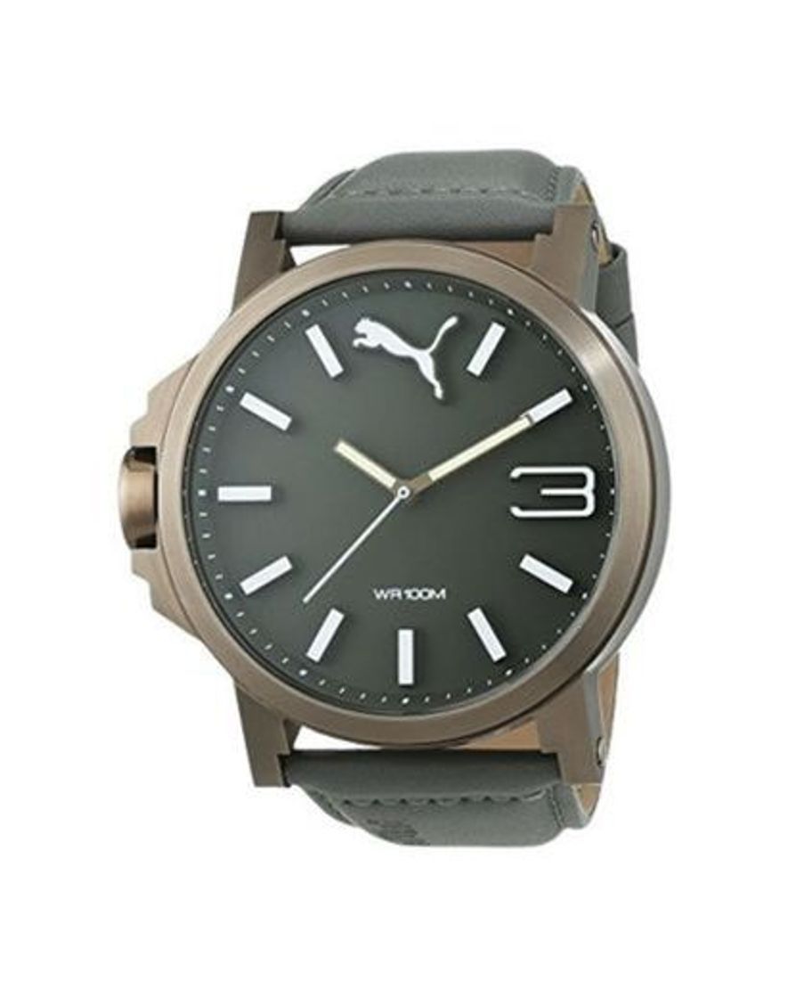 Social Puma Ultrasize - Reloj análogico de cuarzo con correa de cuero para