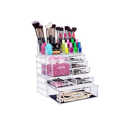 FOBUY Caja acrílica Estante de maquillajes Maquillaje Cosméticos Joyería Organizador