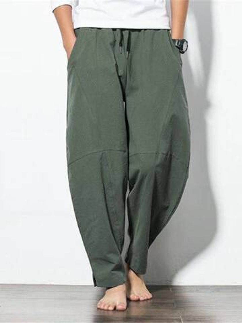 Social ChArmkpR Mens Casual Baggy 100% Cotton Harem Pants Solid ...