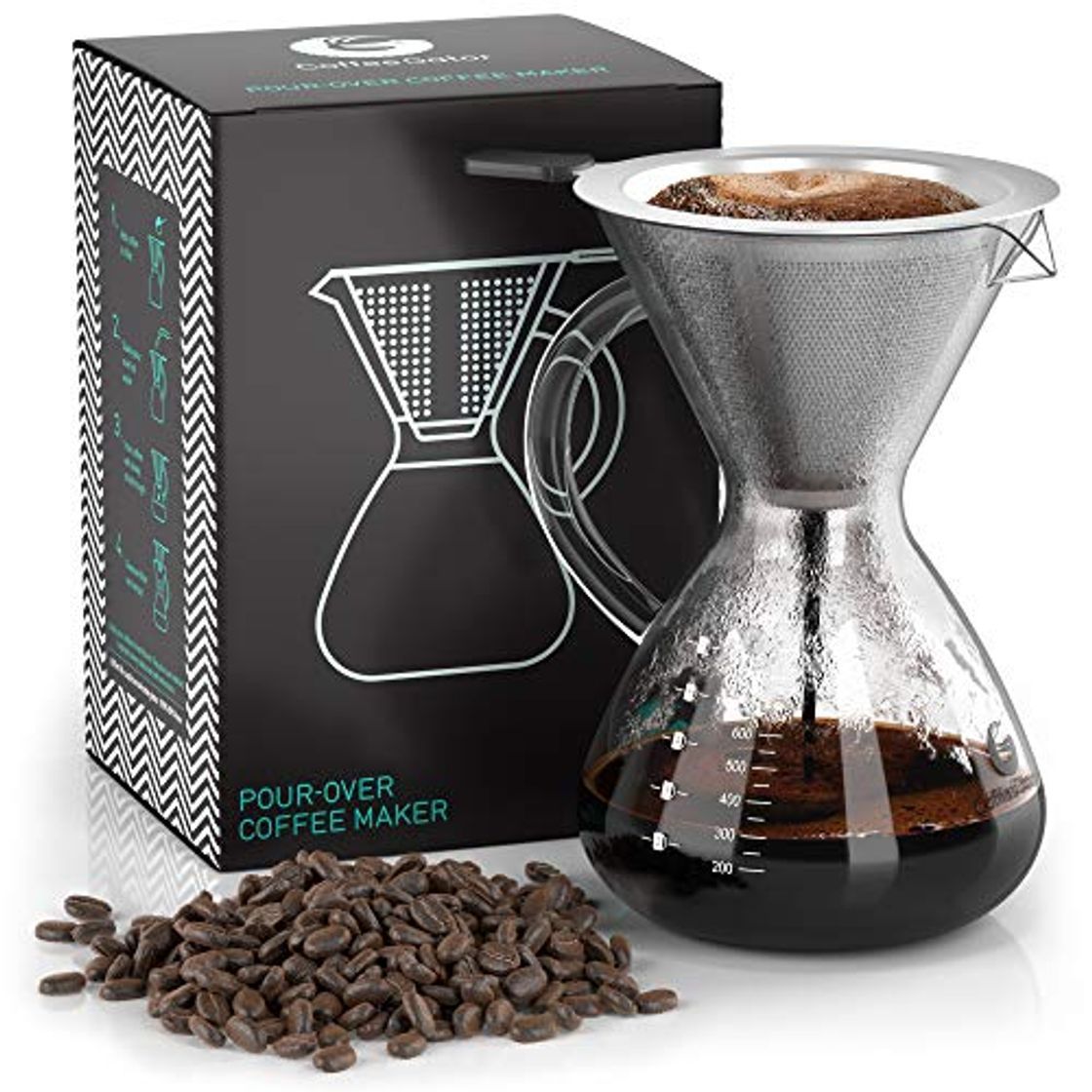 Products Coffee Gator Cafetera de goteo"Pour Over" manual con filtro de café permanente