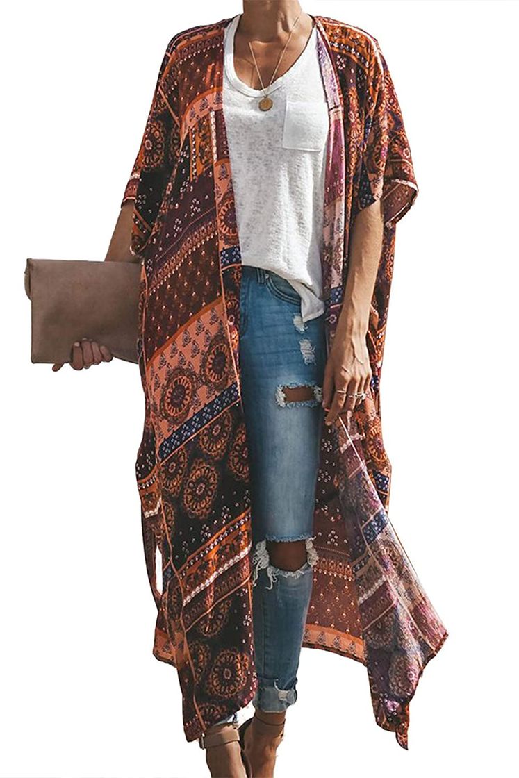 Social ORANDESIGNE Mujer Cárdigan Kimono Florales Manga 1