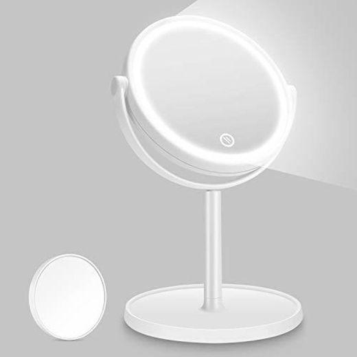 Kasimir Espejo Maquillaje con Luz LED Aumento 5X Espejo de Maquillaje Táctil