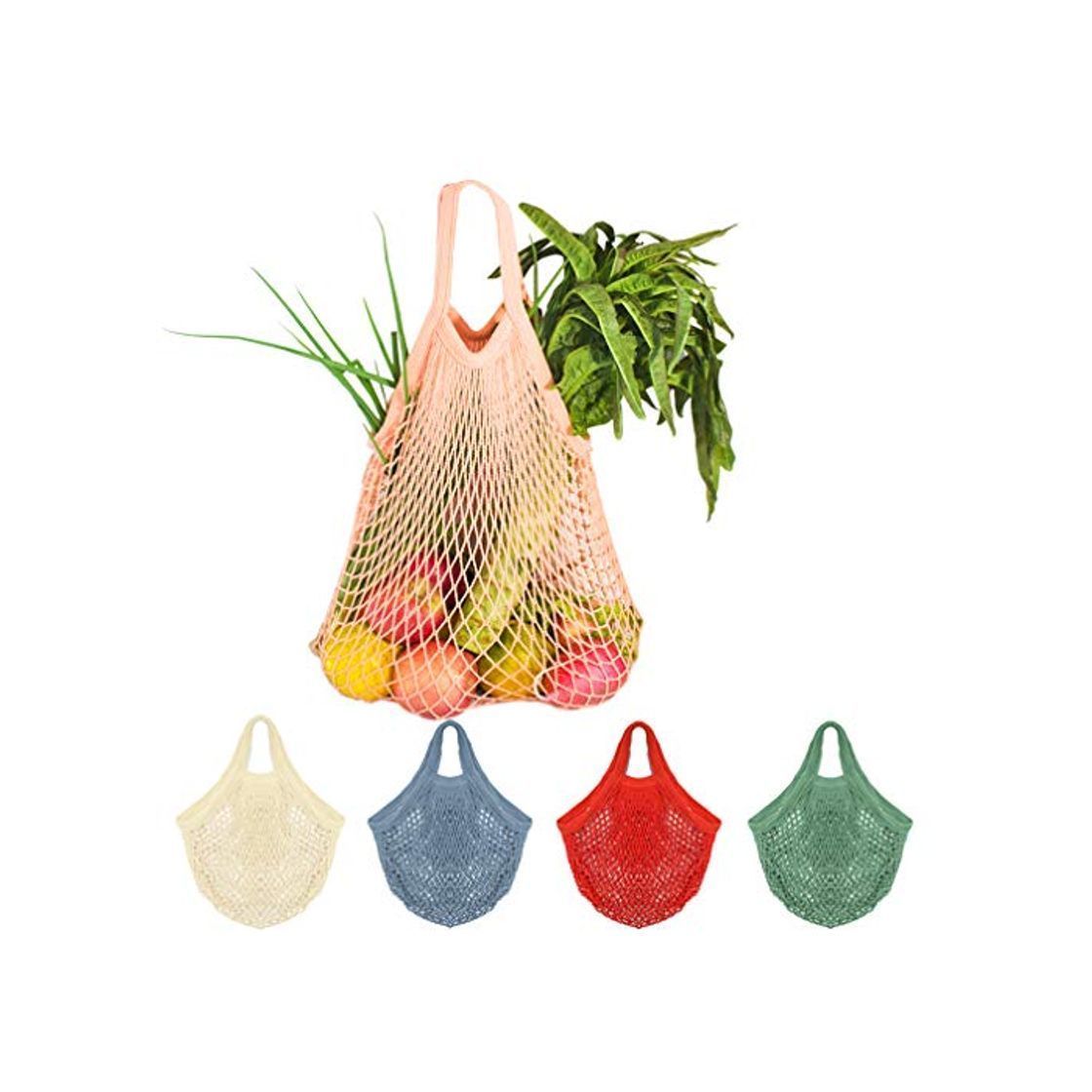 Social 5 Bolsas de Malla Reutilizables Bolsa Rejilla para La Compra de Playa