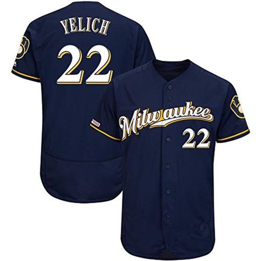 LIANGJK Brewer Milwaukee Brewers 22# Yelich Ropa de béisbol para Hombres y Mujeres