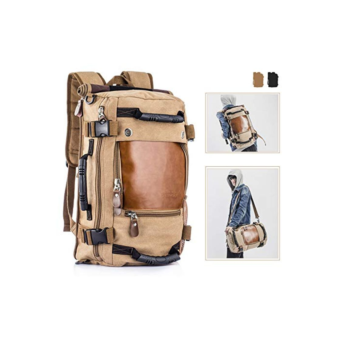 Social Overmont 35L Multifuncional portátil Vintage Mochila Bolsa Macuto de Lona Cuero para