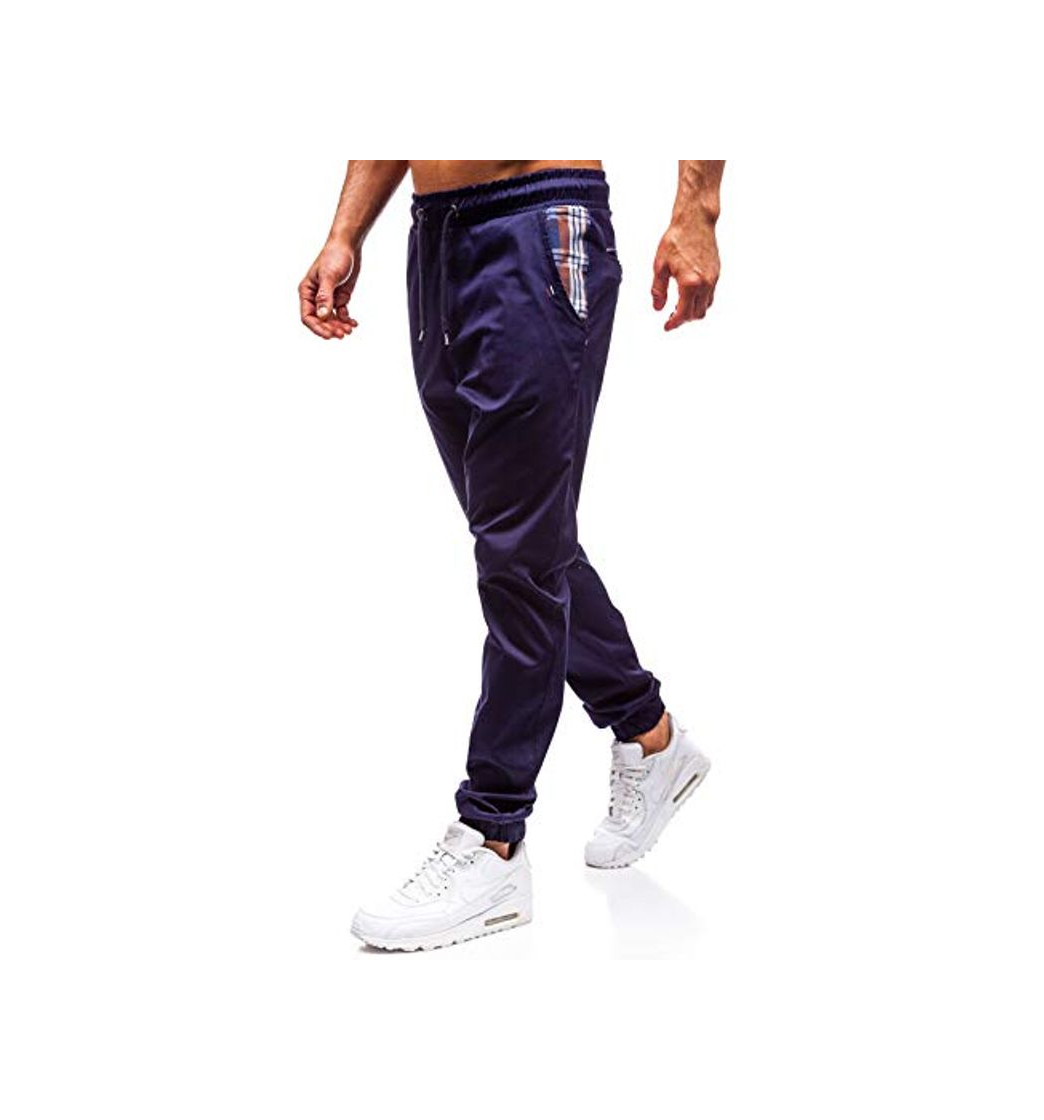 Moda BOLF Hombre Pantalón Jogger De Algodón 0449 Azul Oscuro L [6F6]