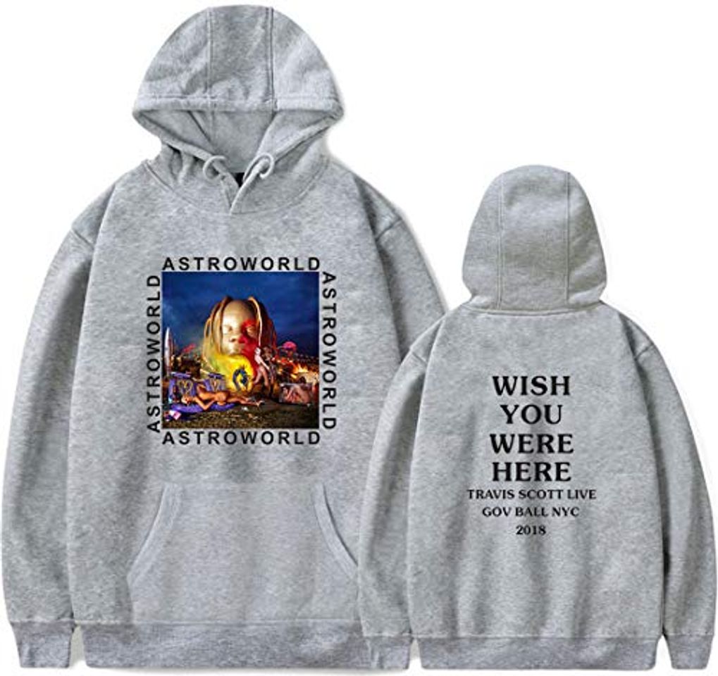 Moda PANOZON Sudadera Hombre Impresión de Travis Scott Astroworld Pull-Over Chaqueta con Capucha