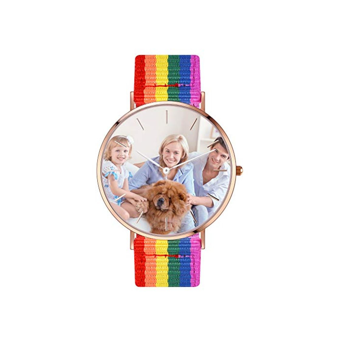 Products Reloj Moderno para Mujeres Resistente a Agua y Golpes y Arañazos PU Artesanal Rejos Pulsera Personalizado Forma Redondo Joyería de Buen Regalo Banda Multicolor Color Nylon