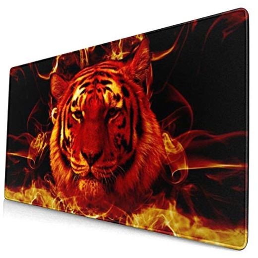 Mousepad Fire Flaming Tiger Face Gaming Mouse Pad - Alfombrilla rectangular antideslizante