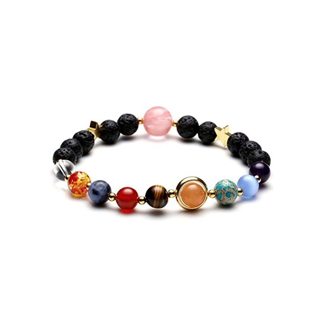 Social Jovivi Gioelli pulsera del sistema Solar Universo Galaxia Nove planetas Guardiano estrella de piedra natural pulseras pulseras para mujeres y hombres regalo
