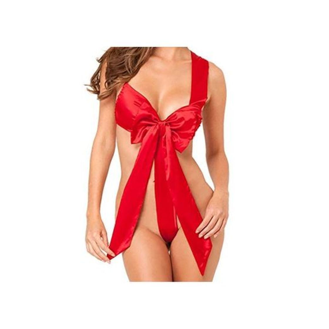 Social YeeHoo Mujer Lingerie Red con corbata de satén arco Temptation Uniform