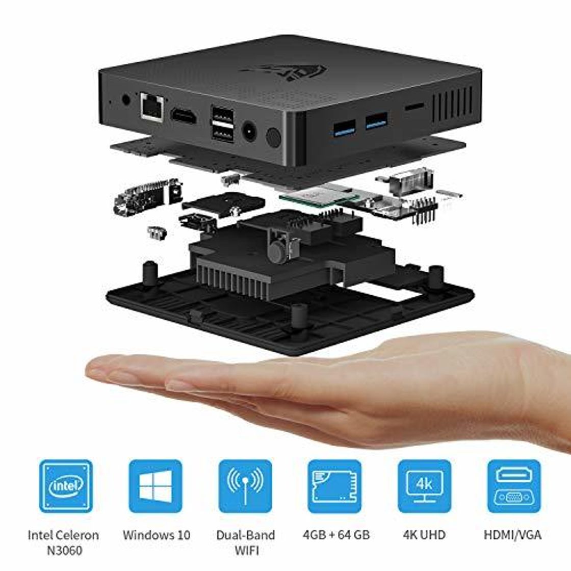 Electronics BMAX B1 Mini PC Windows 10, Ordenador de sobremesa 4GB DDR3