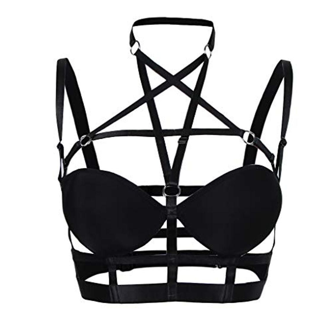 Fashion Bonarty Hollow Strappy Cage Bra Body Harness Crop Top Goth Steampunk Disfraz