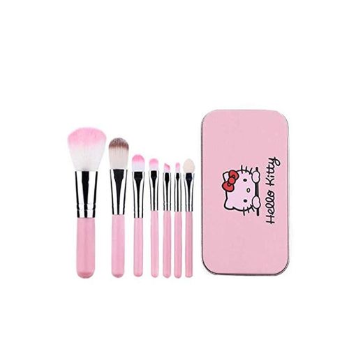 HZT Pincel De Maquillaje Hellokitty Set De Pinceles De Maquillaje Cute Dibujos Animados Coreano Caja De Hierro Set De Pinceles De Belleza De 7 Piezas