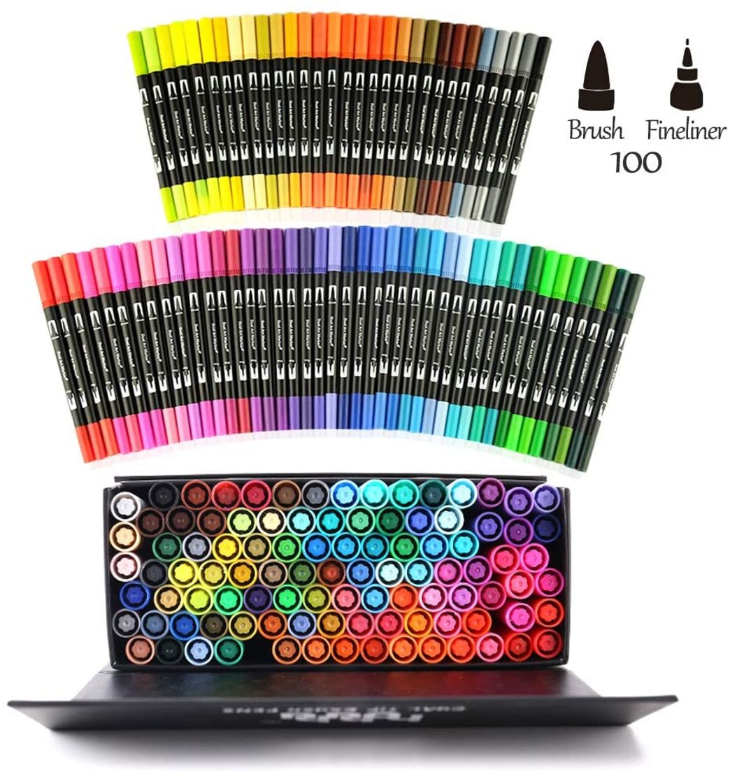Social HOHUHU 100 Colores Con doble Rotuladores Punta Pincel