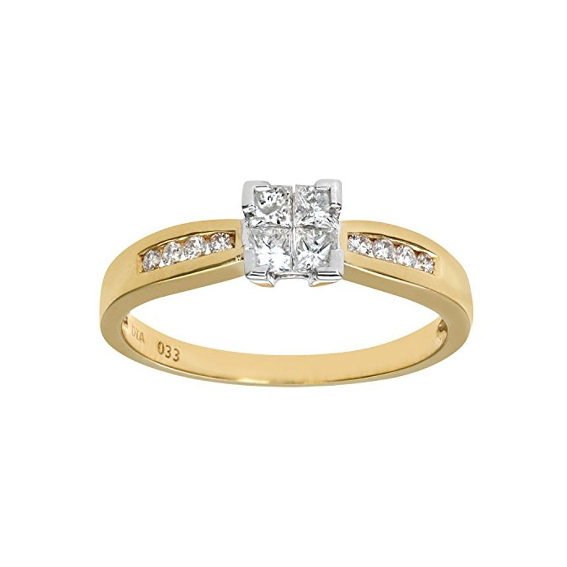 Fashion Naava Anillo para Mujer de Oro Amarillo 18K con Diamante Talla 14