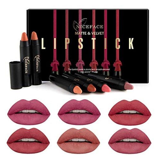 Rechoo 6 Colors Matte Lipstick Long lasting Moist Lipstick Pencil Set of