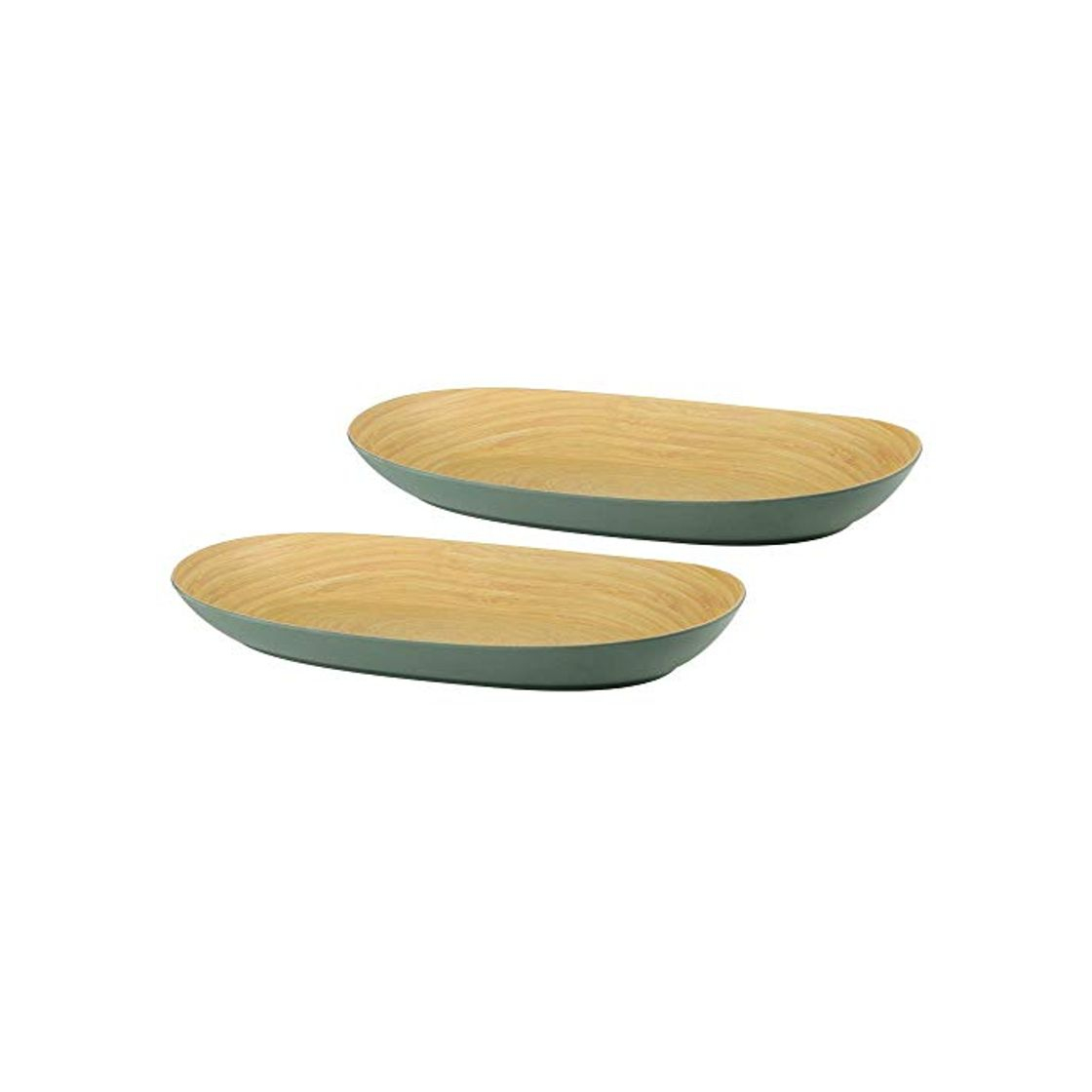 Products BIZOYG Cuencode bambú orgánico Frutas Set2x óptica de Bambúy Gris PetróleoOval 21 x 34 I Vajilla ecologica bambú Plato Decorativo de Madera Cuenco Snacks tazón