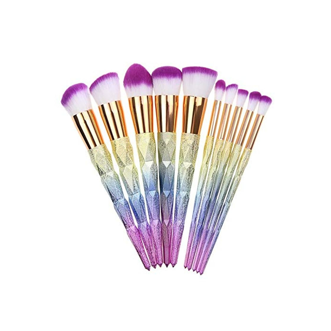 Social Hermosa Nuevo maquillaje colorido 10 pinceles de motivo de diamantes gradiente de