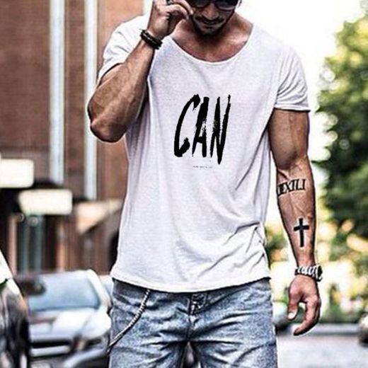 La moda de ocio letras impresión camiseta hombre



