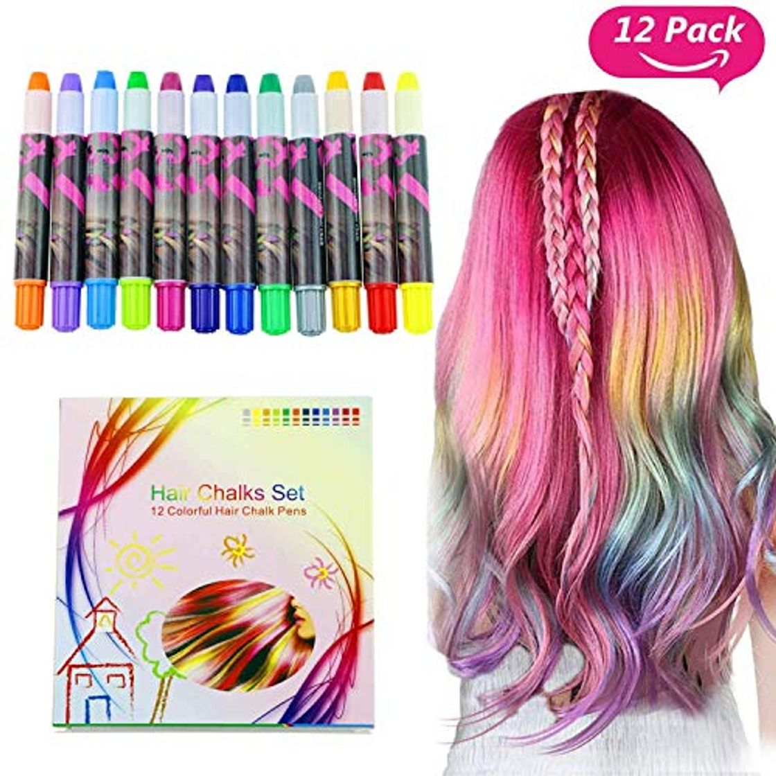 Social Buluri 12 colores Set de tiza para el cabello